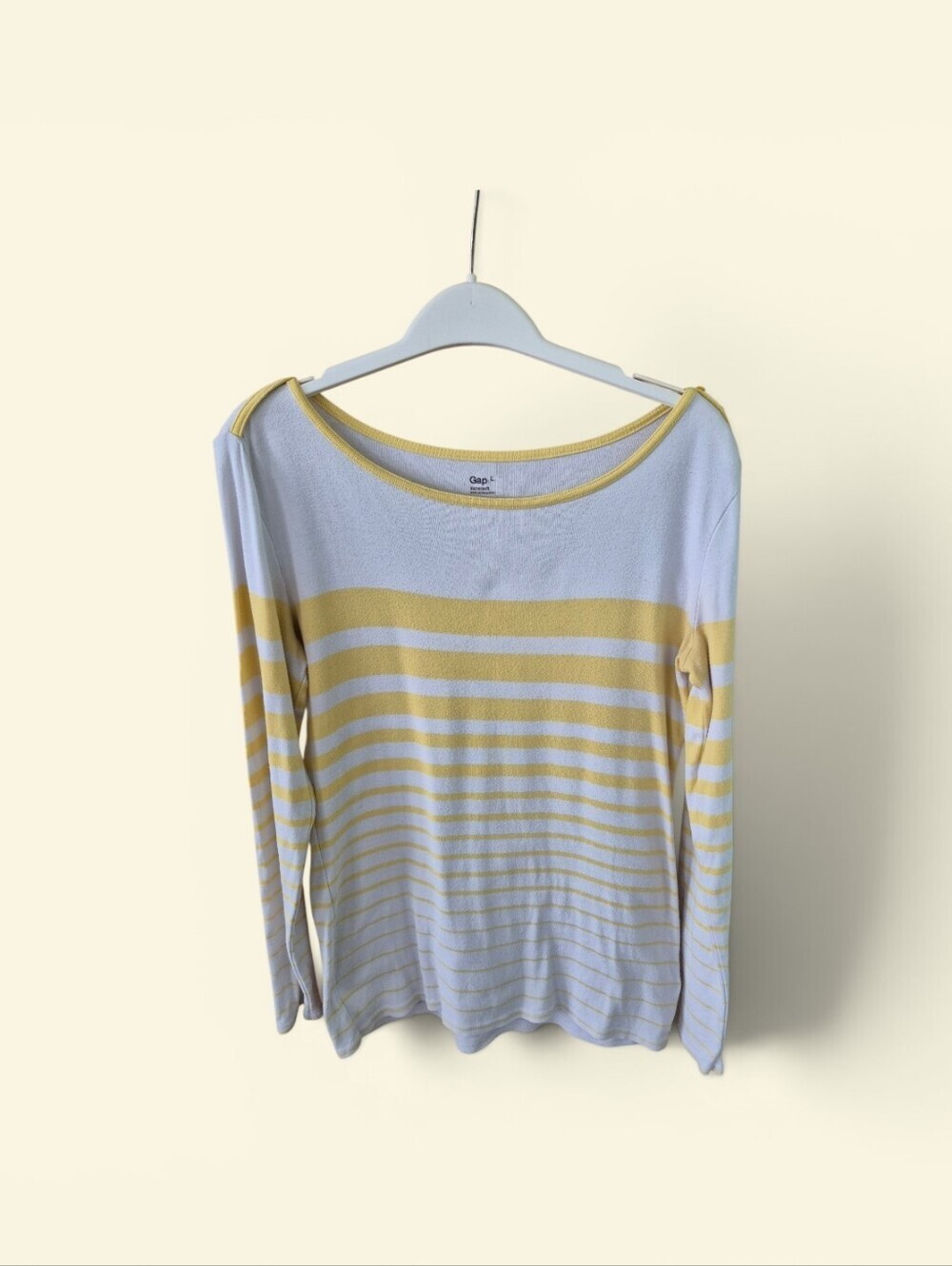 GAP White and Yellow Striped Long Sleeve Knit Top - Picture 2 of 8